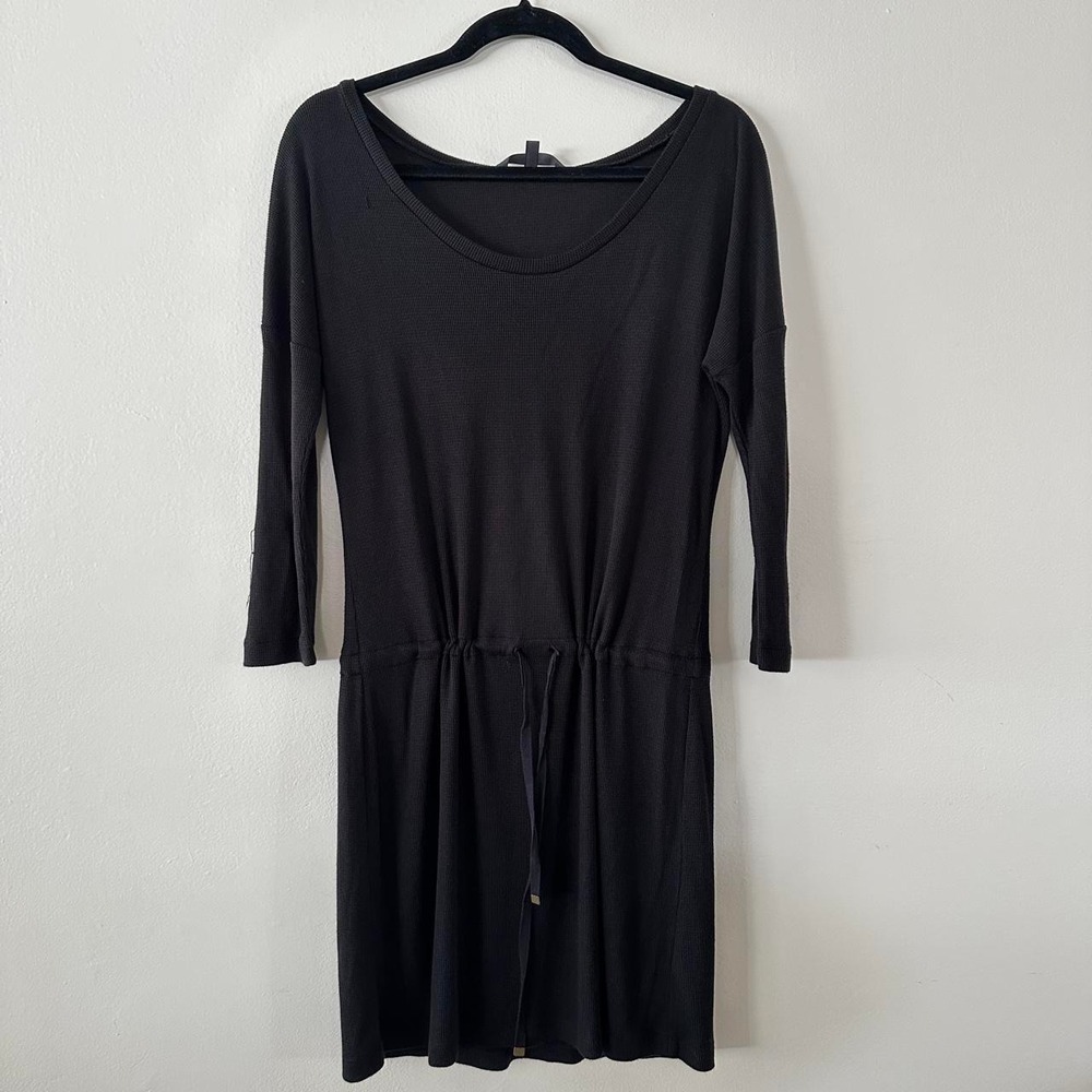 Victoria's Secret Black Waffle Thermal Drawstring Mini Dress Womens Small S/P